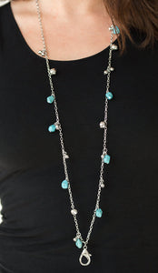 Both Feet On The Ground Turquoise Blue Lanyard and Earrings