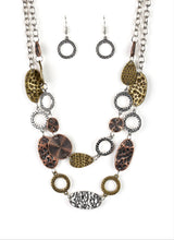 Load image into Gallery viewer, Trippin&#39; On Texture Mixed Metal Necklace and Earrings

