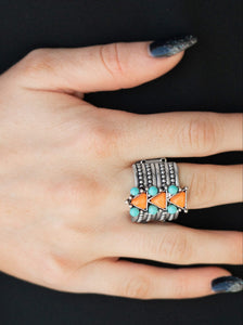 Point Me To Phoenix Orange and Turquoise Ring