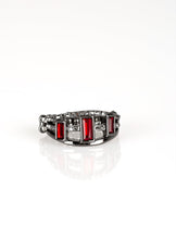 Load image into Gallery viewer, Noble Nova Gunmetal and Red Bling Ring
