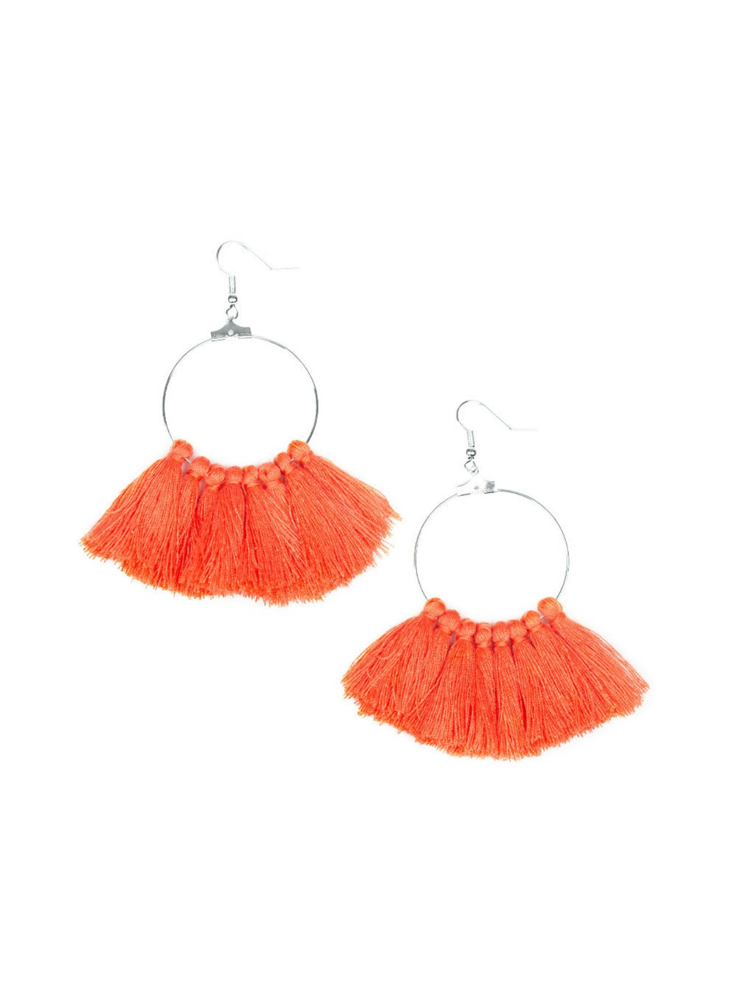 Peruvian Princess Orange Coral Fringe Earrings