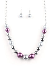 Load image into Gallery viewer, Take Note Purple and Silver Necklace and Earrings
