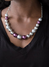 Load image into Gallery viewer, Take Note Purple and Silver Necklace and Earrings
