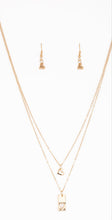 Load image into Gallery viewer, Not Your Damsel Gold Necklace and Earrings

