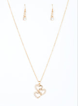 Load image into Gallery viewer, Heart of Hearts Gold and Bling Necklace and Earrings
