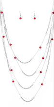 Load image into Gallery viewer, Open For Opulence Red and Silver Necklace and Earrings
