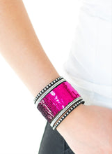 Load image into Gallery viewer, MERMAIDS Have More Fun PINK/SILVER Sequin Wrap Bracelet
