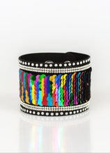 Load image into Gallery viewer, MERMAIDS Have More Fun Multicolor/Silver Sequin Wrap Bracelet
