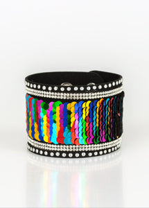 MERMAIDS Have More Fun Multicolor/Silver Sequin Wrap Bracelet