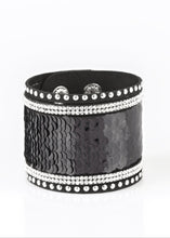 Load image into Gallery viewer, &quot;Flip the Script&quot; Black Sequin Wrap Bracelet
