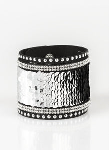 MERMAIDS Have More Fun Black/Silver Sequin Wrap Bracelet