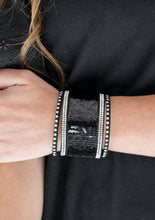 Load image into Gallery viewer, MERMAIDS Have More Fun Black/Silver Sequin Wrap Bracelet
