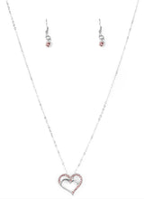 Load image into Gallery viewer, Double Your Heart Pink Necklace and Earrings
