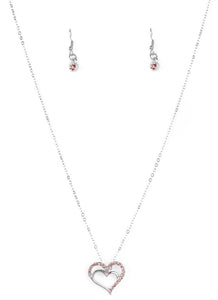 Double Your Heart Pink Necklace and Earrings