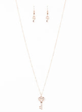 Load image into Gallery viewer, Lock Up Your Valuables Rose Gold and Bling Necklace and Earrings
