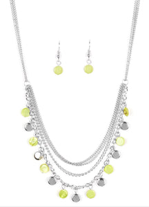 Beach Flavor Iridescent Green Necklace and Earrings