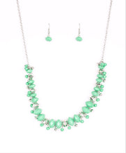 Load image into Gallery viewer, BRAGs To Riches Green Necklace and Earrings
