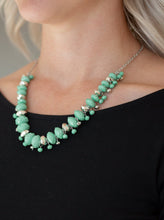 Load image into Gallery viewer, BRAGs To Riches Green Necklace and Earrings
