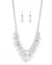 Load image into Gallery viewer, Valentines Day Drama Silver and Bling Necklace and Earrings
