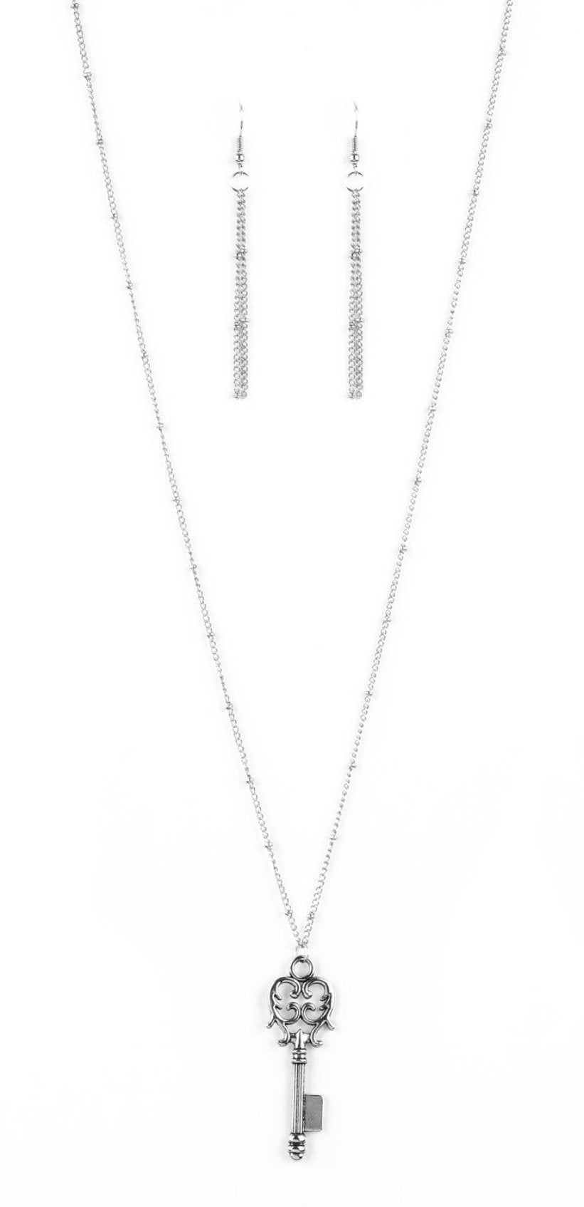 The Magic Key Silver Necklace and Earrings