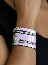 Load image into Gallery viewer, Flip Your Colors White/Multicolored Sequin Wrap Bracelet
