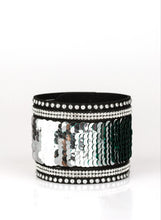 Load image into Gallery viewer, MERMAIDS Have More Fun Green/Silver Sequin Wrap Bracelet
