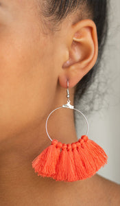 Peruvian Princess Orange Coral Fringe Earrings