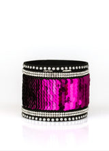 Load image into Gallery viewer, MERMAIDS Have More Fun PINK/BLACK Sequin Wrap Bracelet
