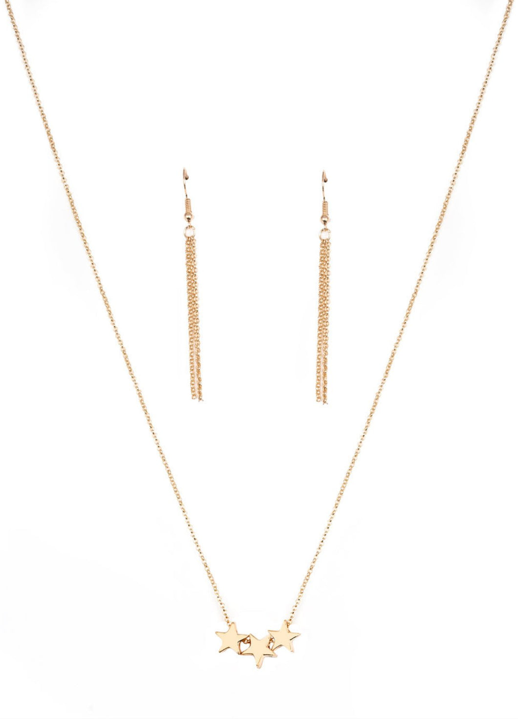 Shoot For The Stars Gold Necklace and Earrings