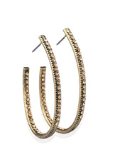 Load image into Gallery viewer, Globetrotting Glitter Brass Hoop Earrings
