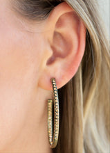 Load image into Gallery viewer, Globetrotting Glitter Brass Hoop Earrings
