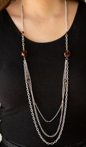 Dare to Dazzle Brown and Silver Necklace and Earrings