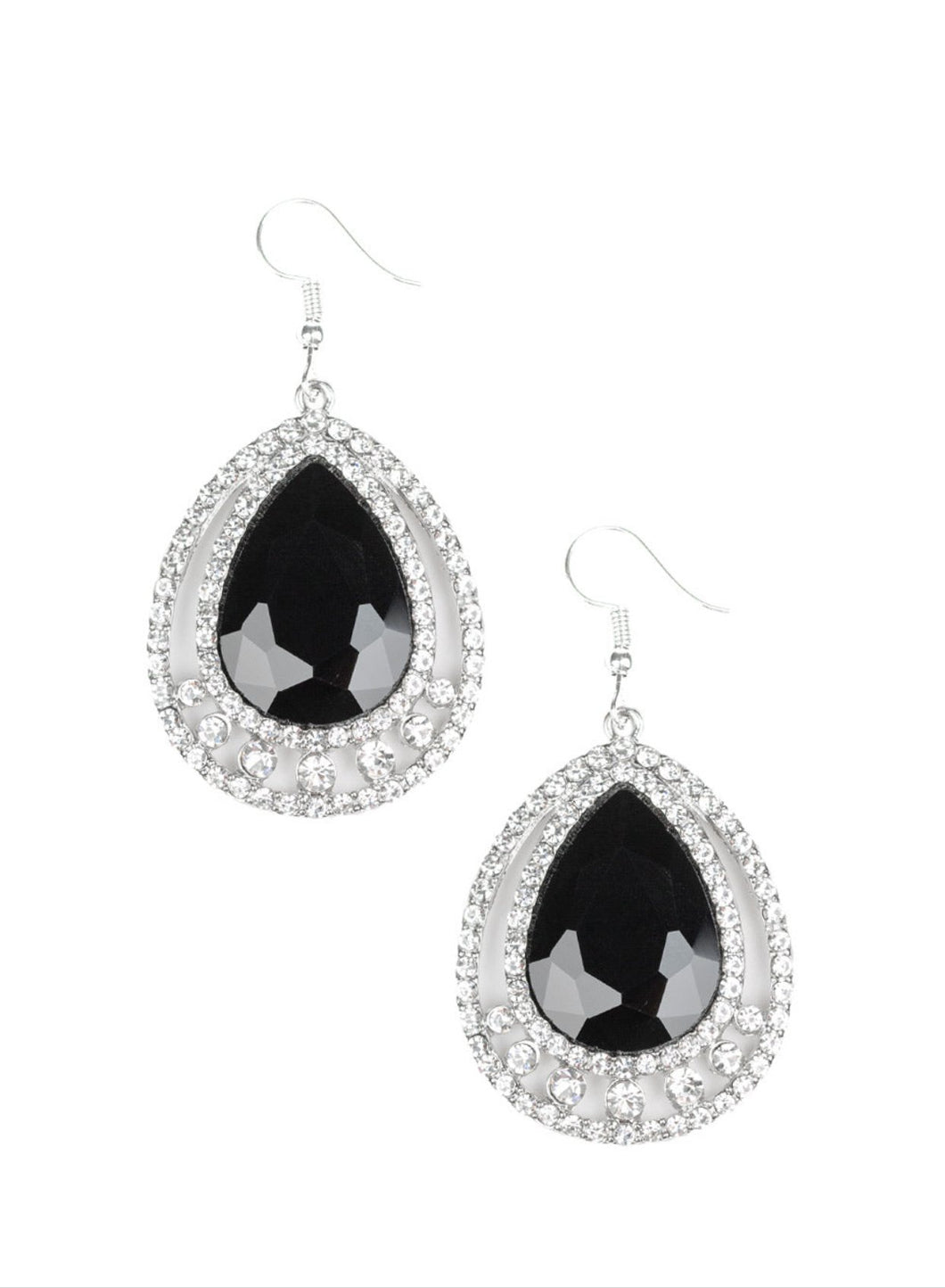 All Rise For Her Majesty Black and Bling Earrings
