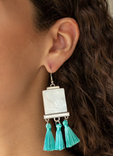 Load image into Gallery viewer, Tassel Retreat Blue and White Marble Earrings
