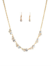 Load image into Gallery viewer, Social Luster Gold and Bling Necklace and Earrings
