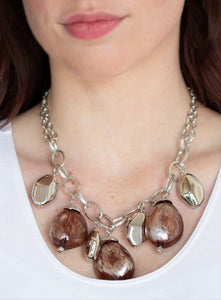 Looking Glass Glamorous Brown Necklace and Earrings