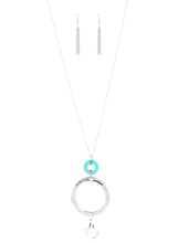 Load image into Gallery viewer, Optical Illusion Turquoise and Silver Lanyard and Earrings
