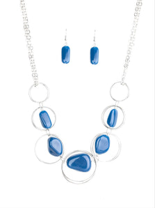 Travel Log Blue Necklace and Earrings
