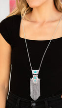Load image into Gallery viewer, Totem Tassel Silver and Turquoise Necklace and Earrings
