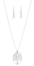 Load image into Gallery viewer, Well-Rooted Silver Necklace and Earrings
