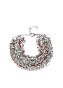Pour Me Another Silver and Red Chain Bracelet