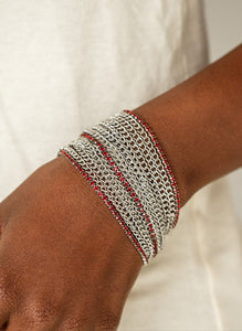 Pour Me Another Silver and Red Chain Bracelet