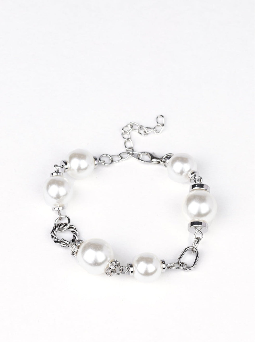 Boardroom Baller White Pearl and Silver Bracelet