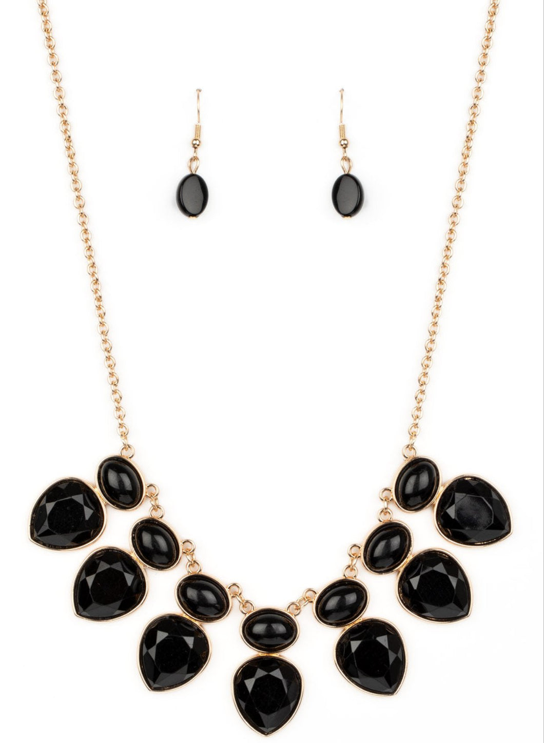 Modern Masquerade Black Necklace and Earrings