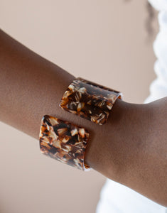 Haute Hustle Brown Acrylic Cuff Bracelet