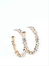 Load image into Gallery viewer, Can I Have Your Attention? Gold and Bling Hoop Earrings
