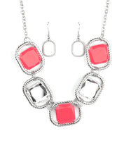 Load image into Gallery viewer, Pucker Up Neon Pink Necklace and Earrings
