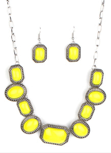 Let's Get Loud Yellow Necklace and Earrings