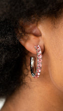 Load image into Gallery viewer, CLASSY is in Session Pink Hoop Bling Earrings
