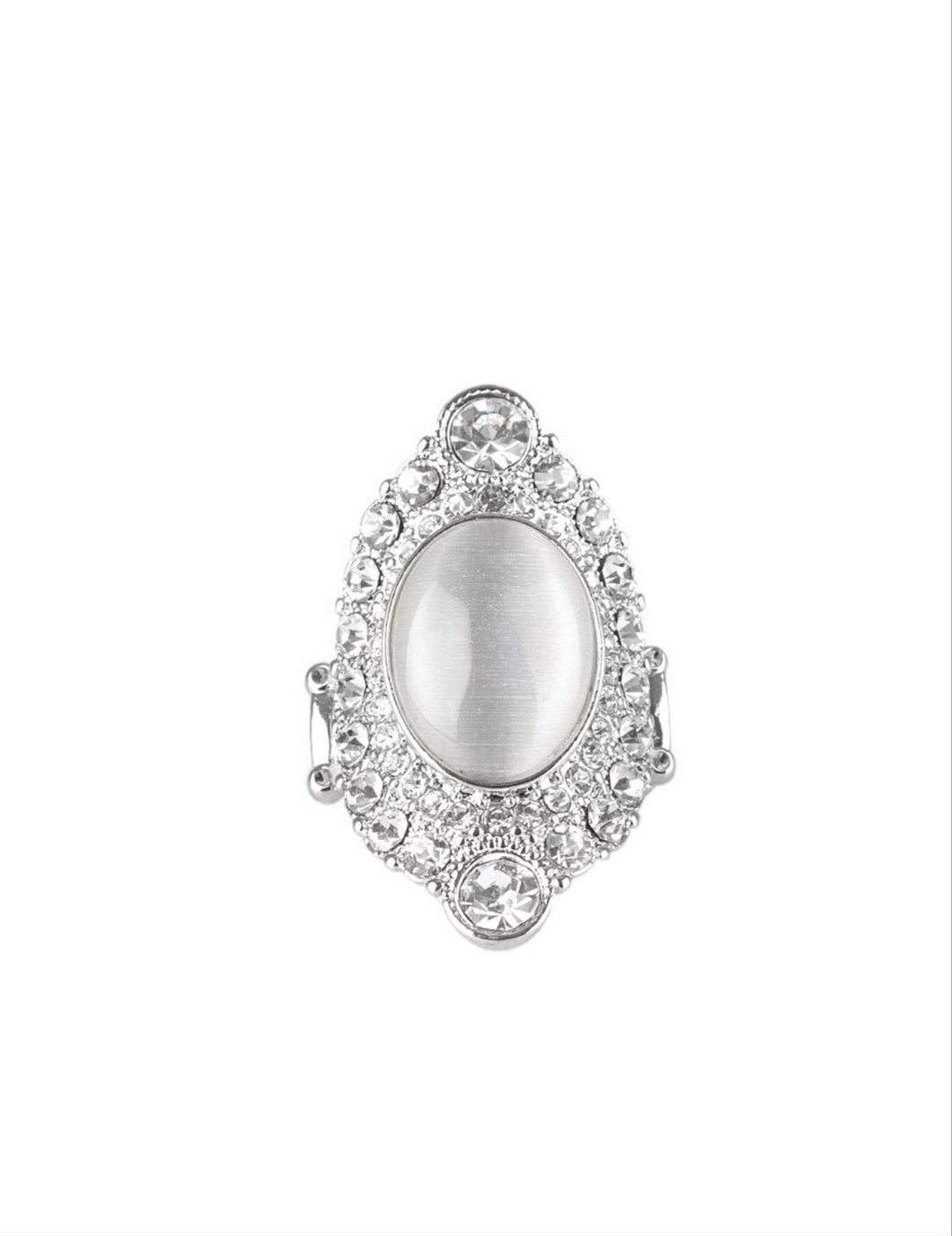 Riviera Royalty White Moonstone and Bling Ring
